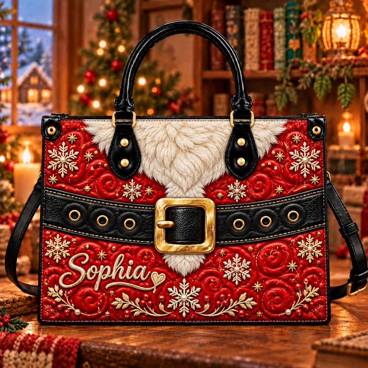 Santa Claus Christmas Charm | Personalized Santa Suit Handbag for Women