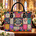 Personalized Sending You a Hug Floral Leather Handbag | Encouragement Gifts for Women