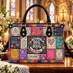 Personalized Sending You a Hug Floral Leather Handbag | Encouragement Gifts for Women