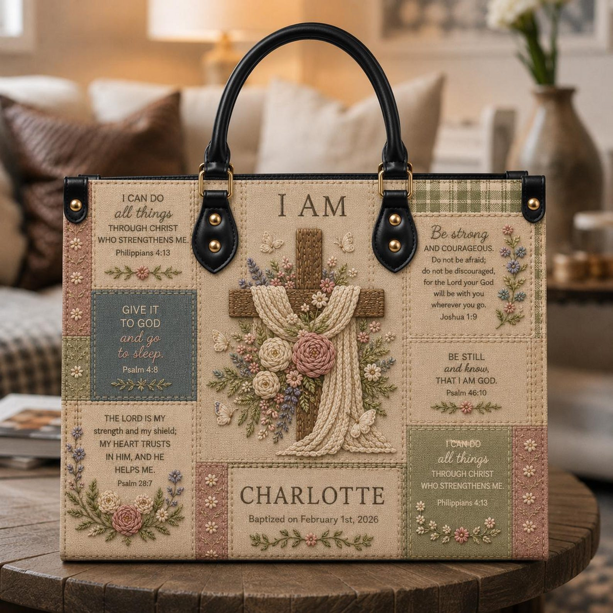 I Am Christian Faith | Personalized Christian Leather Handbag for Women | 3DH-H-024