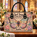 Personalized God Says You Are Butterfly Leather Handbag | Christian Women & Faith Lovers