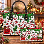 Candy Cane Christmas Charm | Personalized Red Truck Leather Handbag for Women