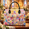 Blooming Faith | Personalized Floral Cross Christian Handbag for Women