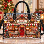 Gingerbread Bakery Christmas Charm | Personalized Leather Handbag for Bakers & Women