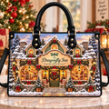 Cozy Winter Inn Christmas Charm | Personalized Leather Handbag for Book Lovers