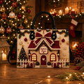 Cozy Crochet Christmas Cottage | Personalized Holiday Leather Handbag for Women