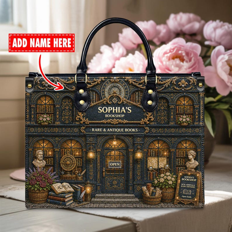 Vintage Bookstore | Personalized Bookshop Leather Handbag | VSG 01