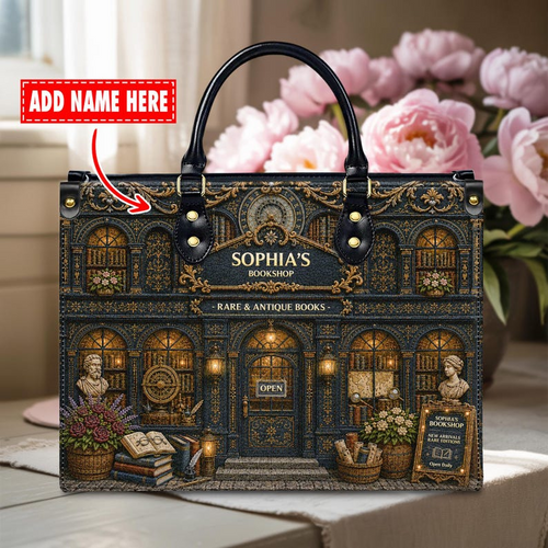 Vintage Bookstore | Personalized Bookshop Leather Handbag | VSG 01