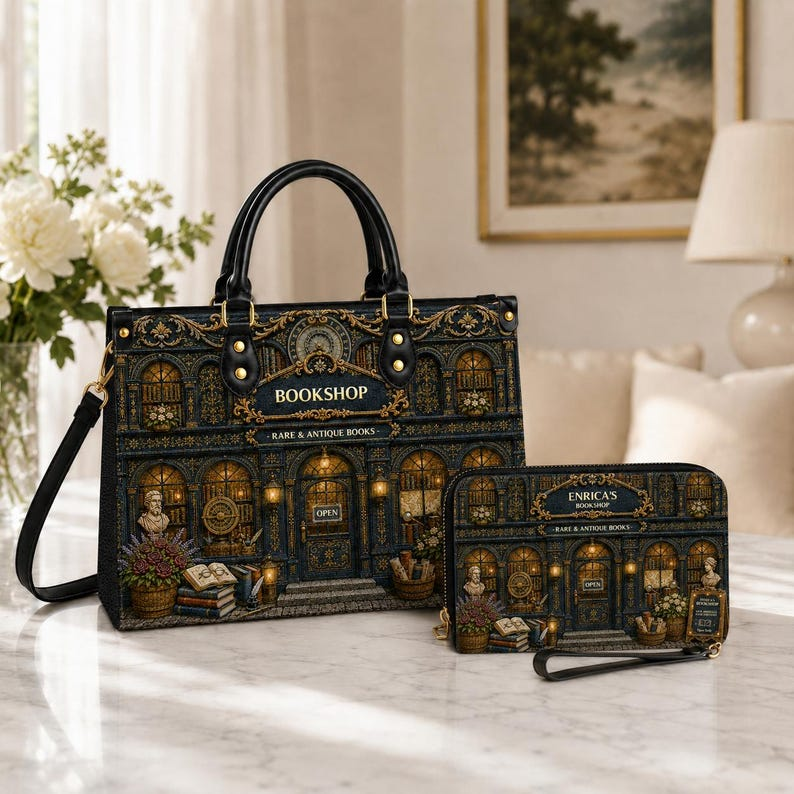 Vintage Bookstore | Personalized Bookshop Leather Handbag | VSG 01