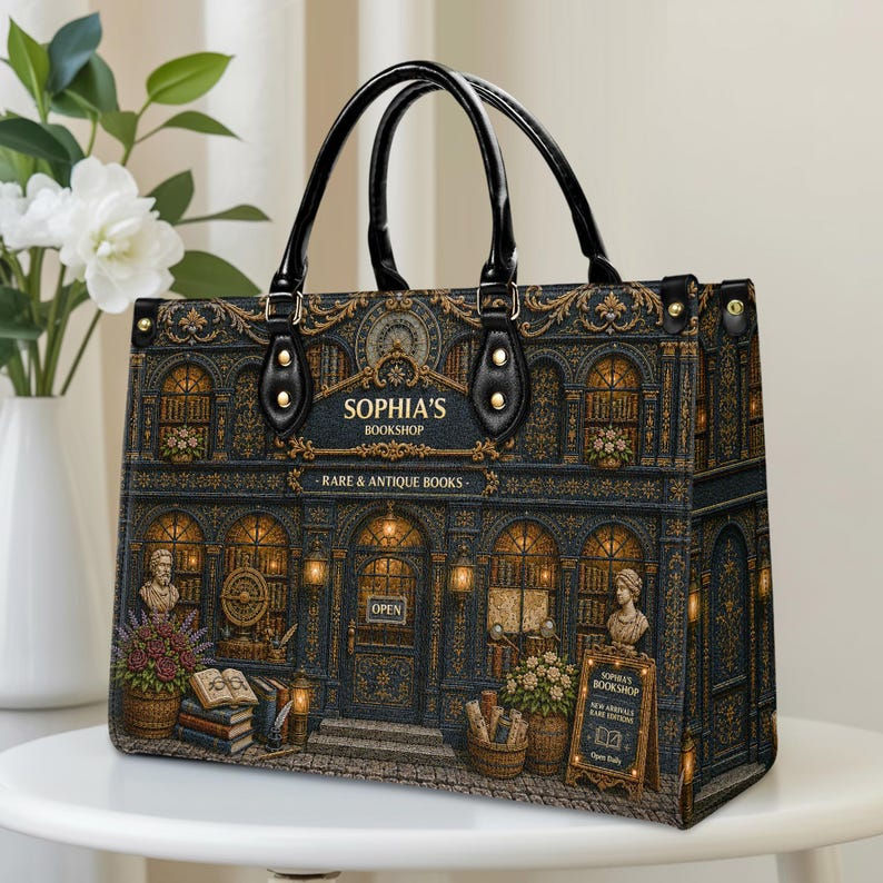Vintage Bookstore | Personalized Bookshop Leather Handbag | VSG 01