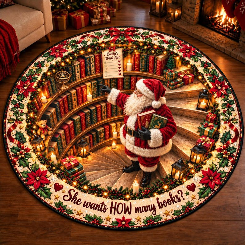 Personalized Christmas 3D | Booklovers Rug | CRUG-XMAS05