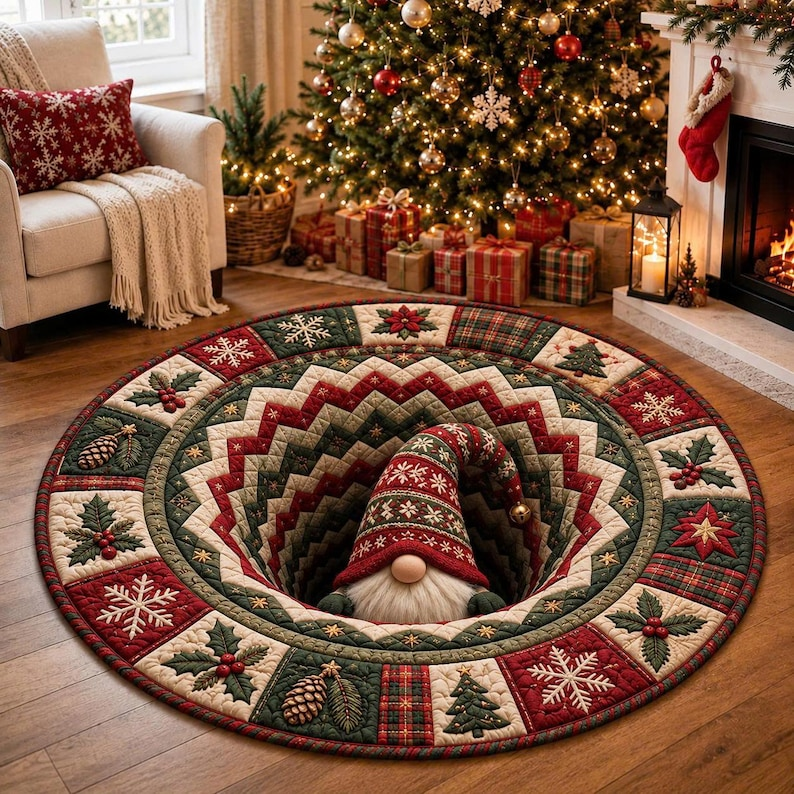 Christmas Gnome Round Rug | R-01-MG.TQ