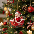 Personalized Baby's First Christmas | Custom Baby Face Acrylic Ornament | XNO-01