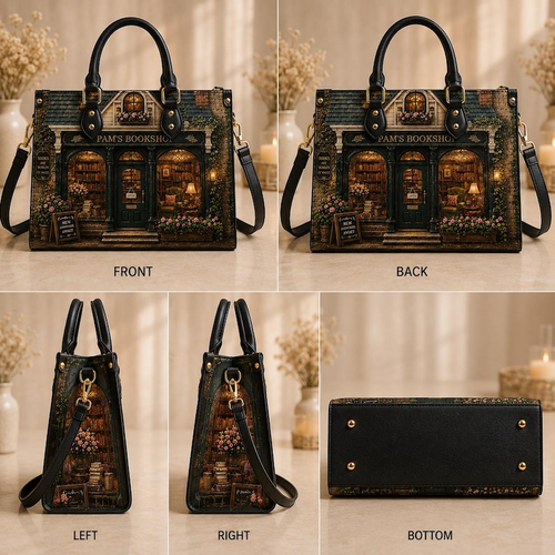 Cozy Library Storefront | Personalized Bookshop Leather Handbag | 04
