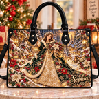 Victorian Christmas Elegance | Personalized Winter Leather Handbag for Women