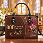 God Is Within Me | Personalized Floral Butterfly Christian Leather Handbag for Women