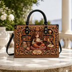 Personalized Cozy Reading Girl Leather Handbag | Book Lovers & Teachers | 3DH--006
