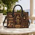 Personalized Cozy Reading Girl Leather Handbag | Book Lovers & Teachers | 3DH--006