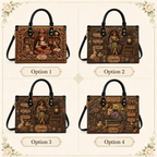 Personalized Cozy Reading Girl Leather Handbag | Book Lovers & Teachers | 3DH--006