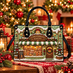 Cozy Gingerbread Bakery Charm | Personalized Christmas Leather Handbag for Women