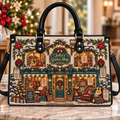 Cozy Christmas Guitar Shop | Personalized Leather Handbag for Guitar & Music Lovers