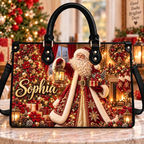 Vintage Santa Christmas Charm | Personalized Christmas Leather Handbag for Women