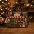 Vintage Hollyberry Christmas Bakery | Personalized Leather Handbag for Bakers & Women