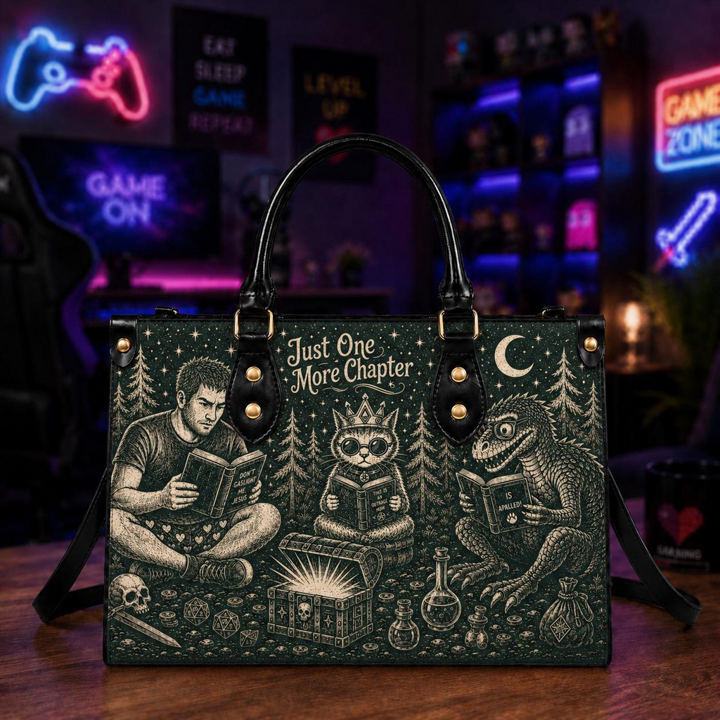 Fantasy LitRPG Bookish Leather Handbag | Fantasy Readers & Book Lovers | 3DH--007