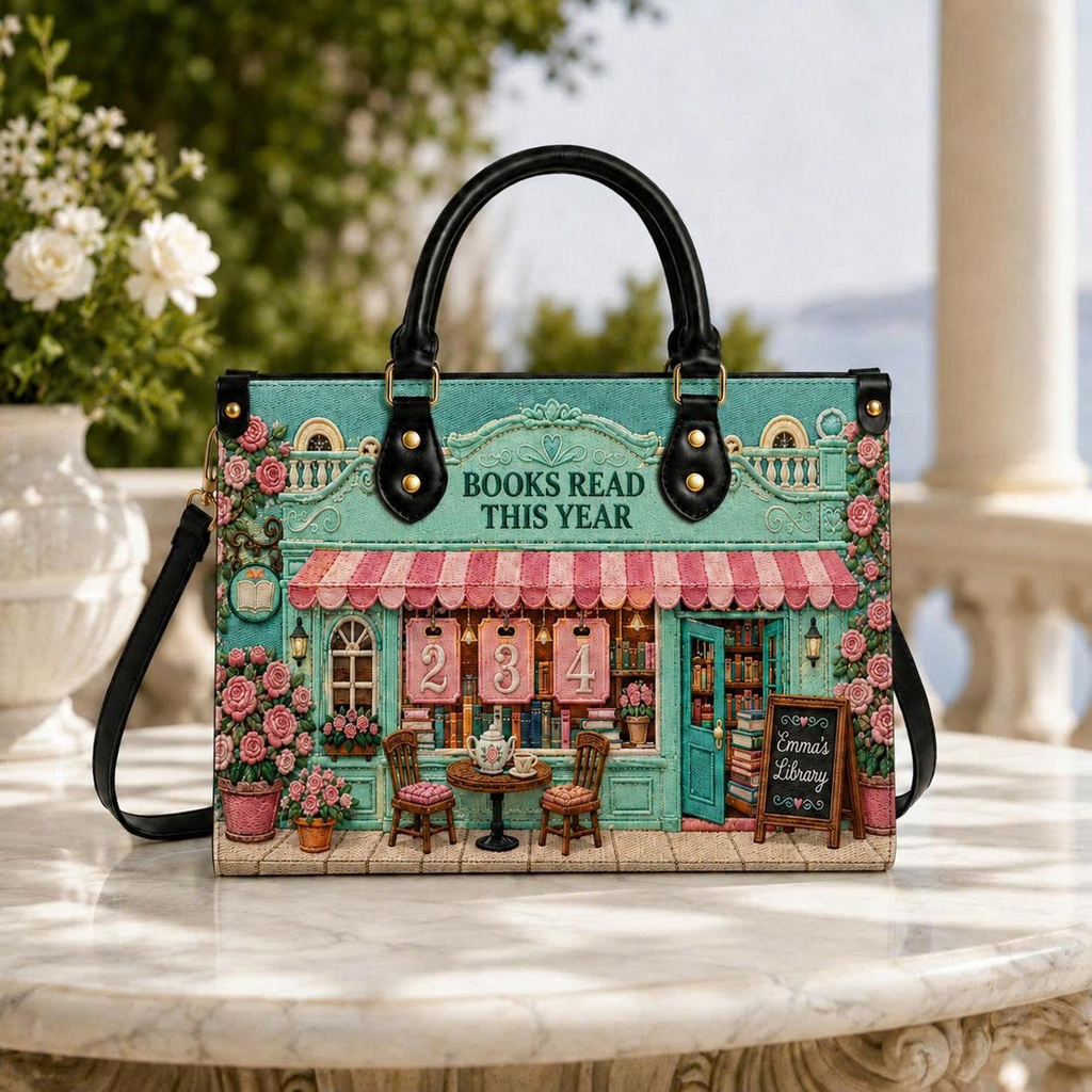 Personalized Reading Tracker Leather Handbag | Book Lovers & Readers | 3DH--012
