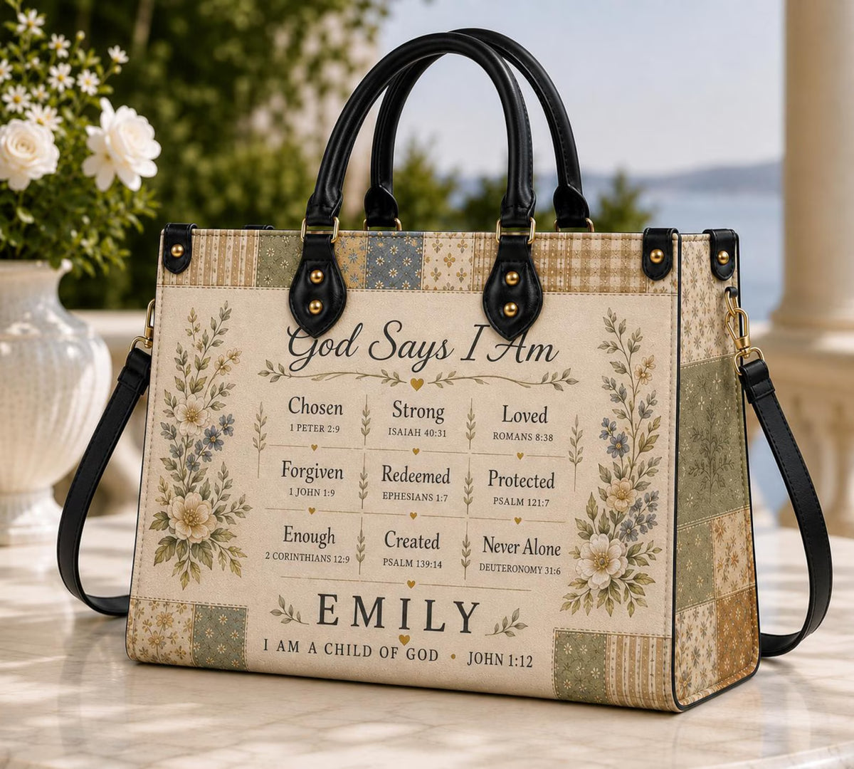 Personalized Christian Handbag for Women, God Says I Am Bag, Bible Verse Purse, Custom Name Faith Tote, Christian Gift for Her