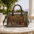 Custom Vintage Bookstore Art Gallery Leather Handbag | Book Lovers & Artists | 3DH--012