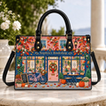 Personalized Autumn Bookshop Leather Handbag | Book Lovers & Readers