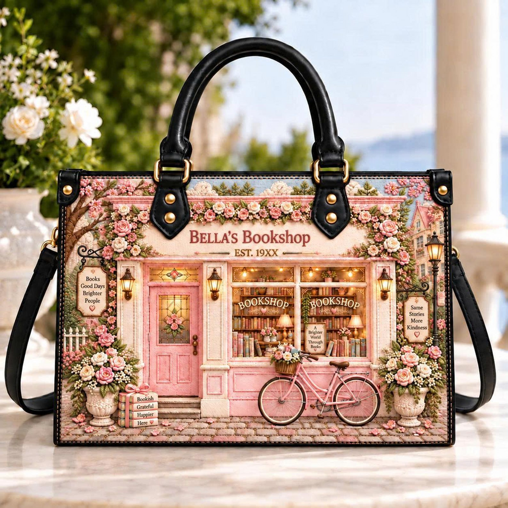 Personalized Pink Floral Bookshop Handbag | Book Lovers & Readers