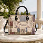 Personalized Christian Leather Handbag, Custom Name Bible Verse Purse, Floral Faith Faux Patchwork Bag, Christian Gift for Women