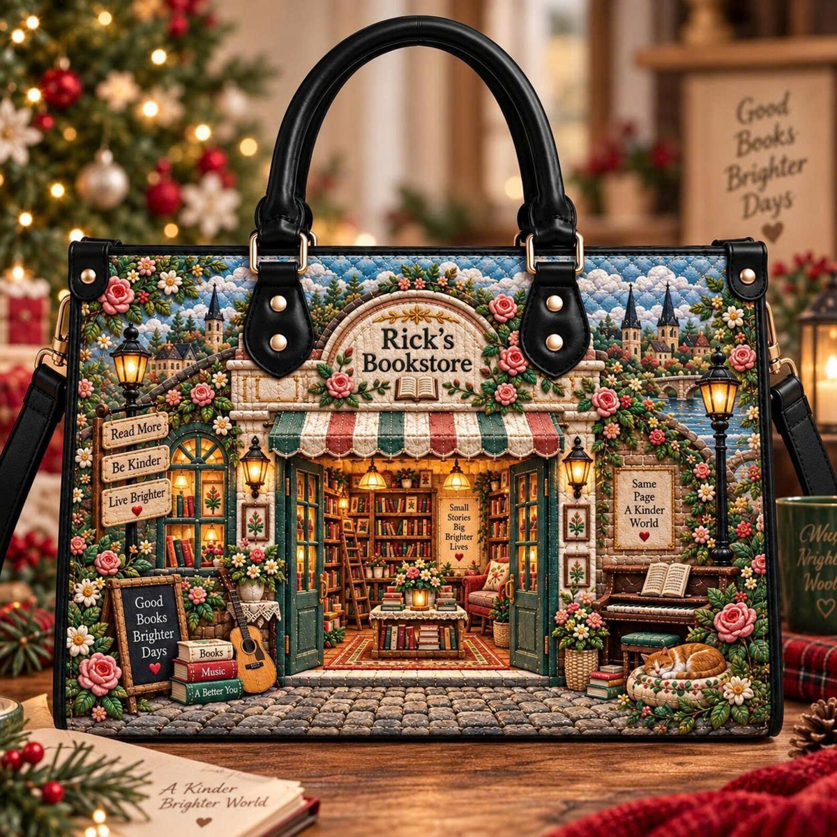 Personalized Cozy Floral Bookstore Handbag | Book Lovers & Readers