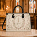 Personalized Christian Leather Handbag, Saved by Grace Cross Bag | Handbag-003-Huy