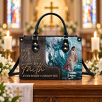 Personalized Christian Leather Handbag, Walk by Faith Jesus Purse, Custom Name Religious Bag, Inspirational Faith Gift for Women or Mom