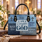 Personalized Christian Leather Handbag, Daughter of God Faith Purse, Custom Name Religious Gift for Women, Inspirational Church Tote