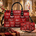 Personalized God Says I Am Leather Handbag and Wallet, Custom Name Christian Gift for Women, Bible Verse Faith Purse Religious Bag Gift