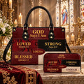 Personalized God Says I Am Leather Handbag , Custom Name Bible Verse Purse , Christian Gift for Women, Faith Inspired Shoulder Bag