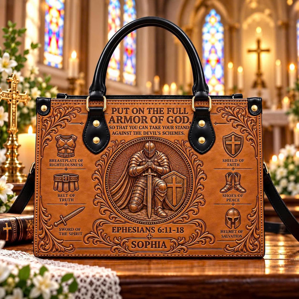 Armor of God Faith | Personalized Christian Leather Handbag for Women