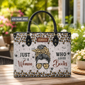Personalized Leopard Print Book Lover Leather Handbag | Book Lovers & Readers | Handbag-003-Huy