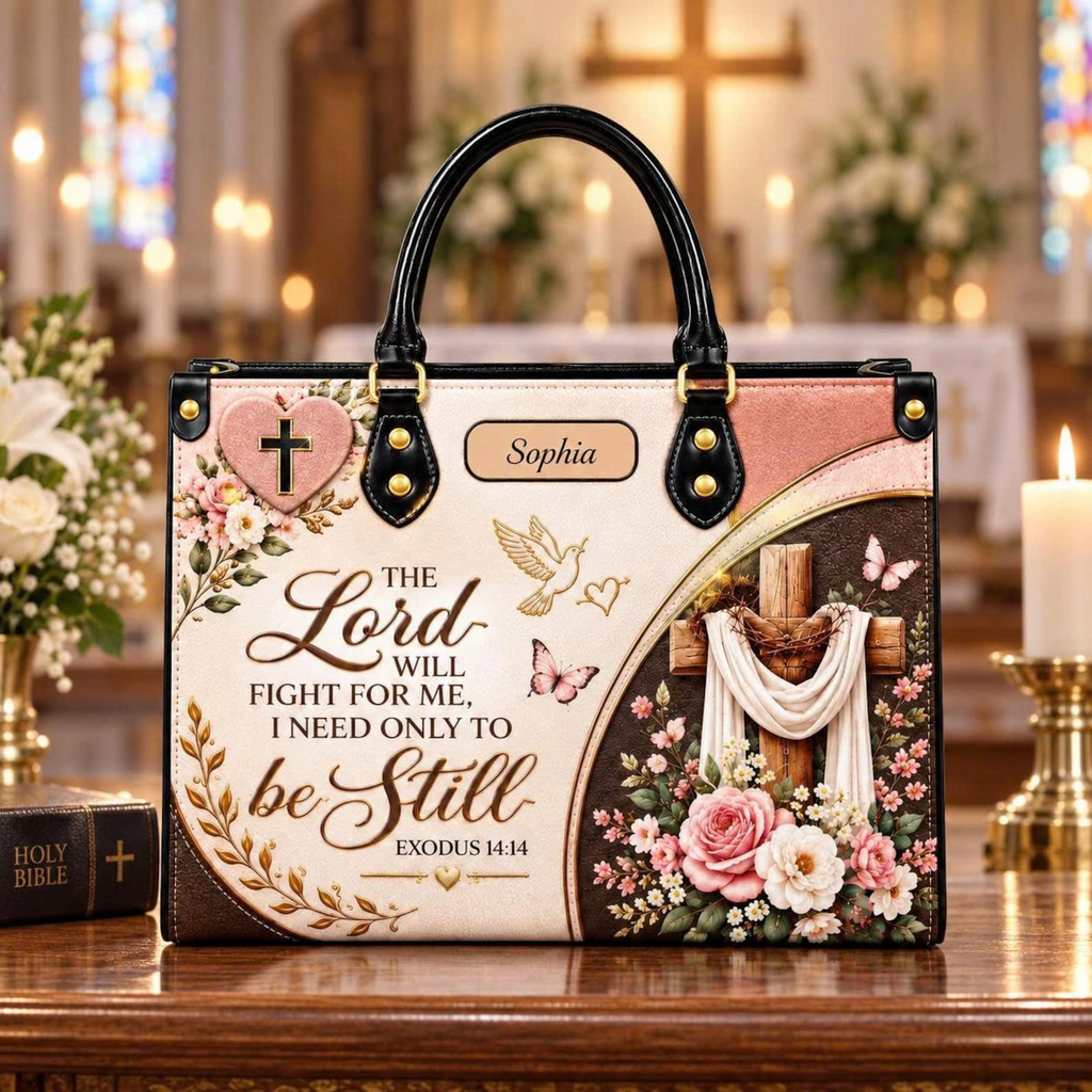 Be Still in Faith | Personalized Christian Leather Handbag & Wallet Set for Women