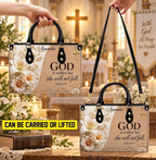 Personalized God Is Within Her Psalm 46:5 Floral Leather Handbag | Christian Women & Faith Lovers