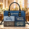 Strong, Worthy, Loved & Enough | Personalized Inspirational Leather Handbag for Women