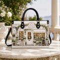 Personalized Elegant White Floral Boutique Leather Handbag | Flower Lovers & Gardeners | 3DH--007