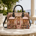 Personalized Pink Rose Florist Shop Leather Handbag | Flower Lovers & Gardeners | 3DH--007