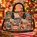 Vintage North Pole Postage | Personalized Christmas Leather Handbag for Women