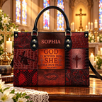 God Is Within Her | Personalized Christian Leather Handbag for Women