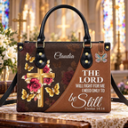 The Lord Will Fight for Me | Personalized Exodus 14:14 Christian Leather Handbag for Women
